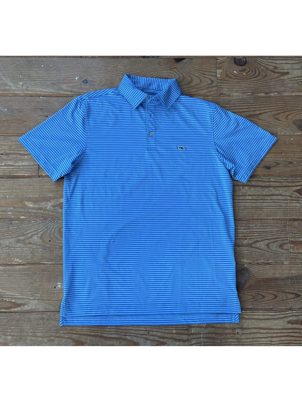 Vineyard Vines On-The-Go Sankaty Polo Men's Small Blue Striped Performance